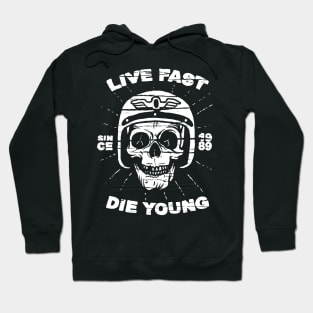 Live Fast Die Young Motorcycle Rider Skull Hoodie